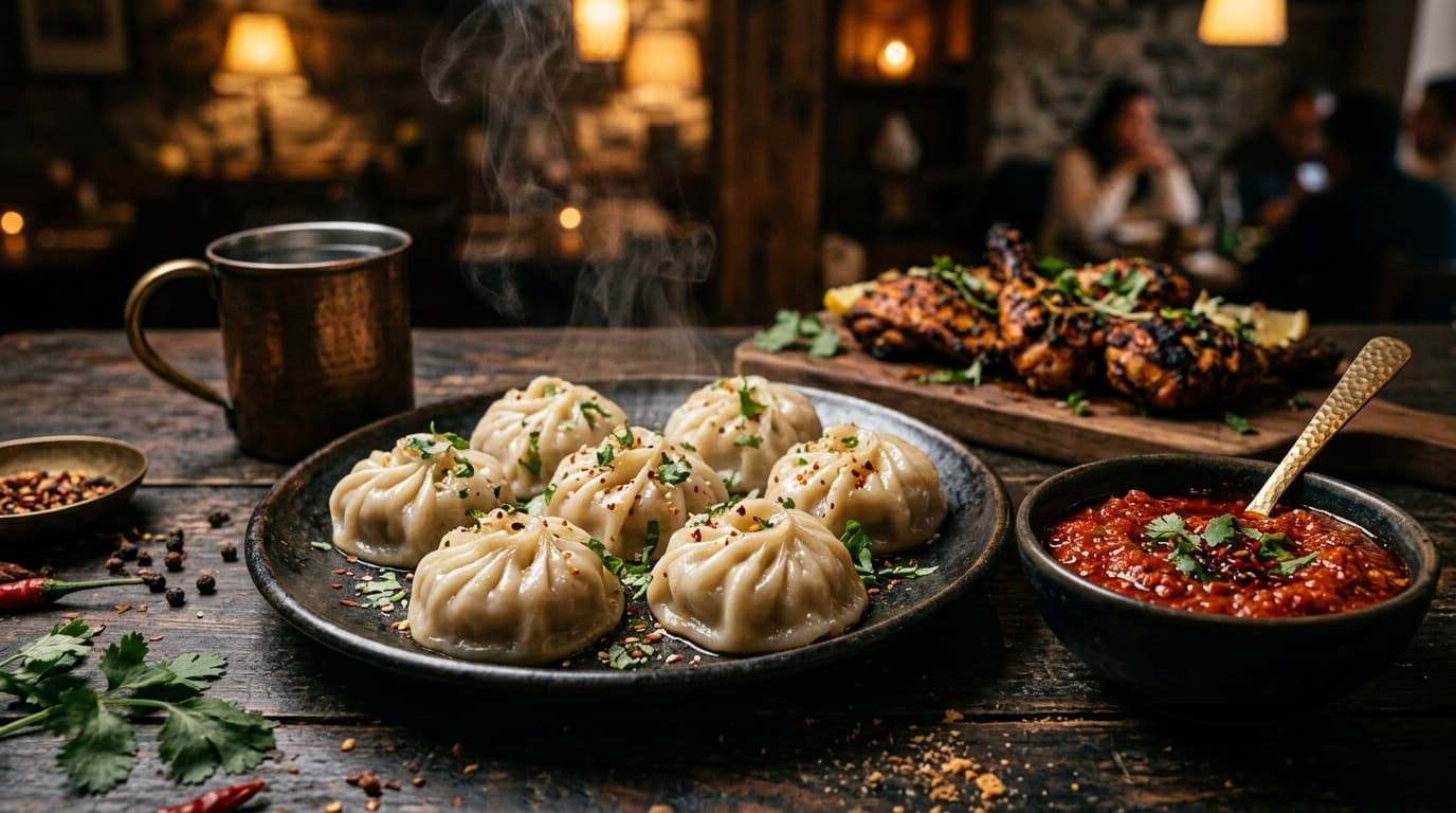 Everest Cafe & Restaurant - Steaming momos and cuisine